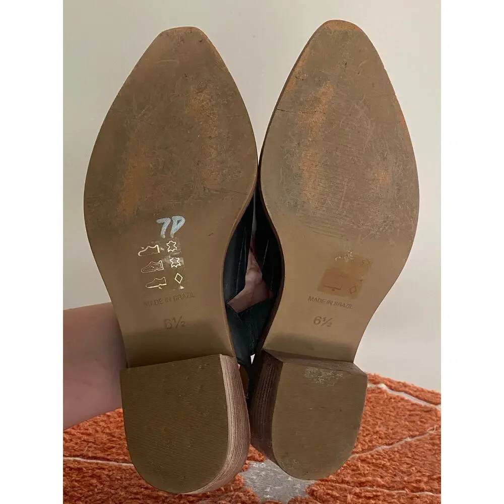 Madewell Jess slingback mules 2” heel black leather 6.5